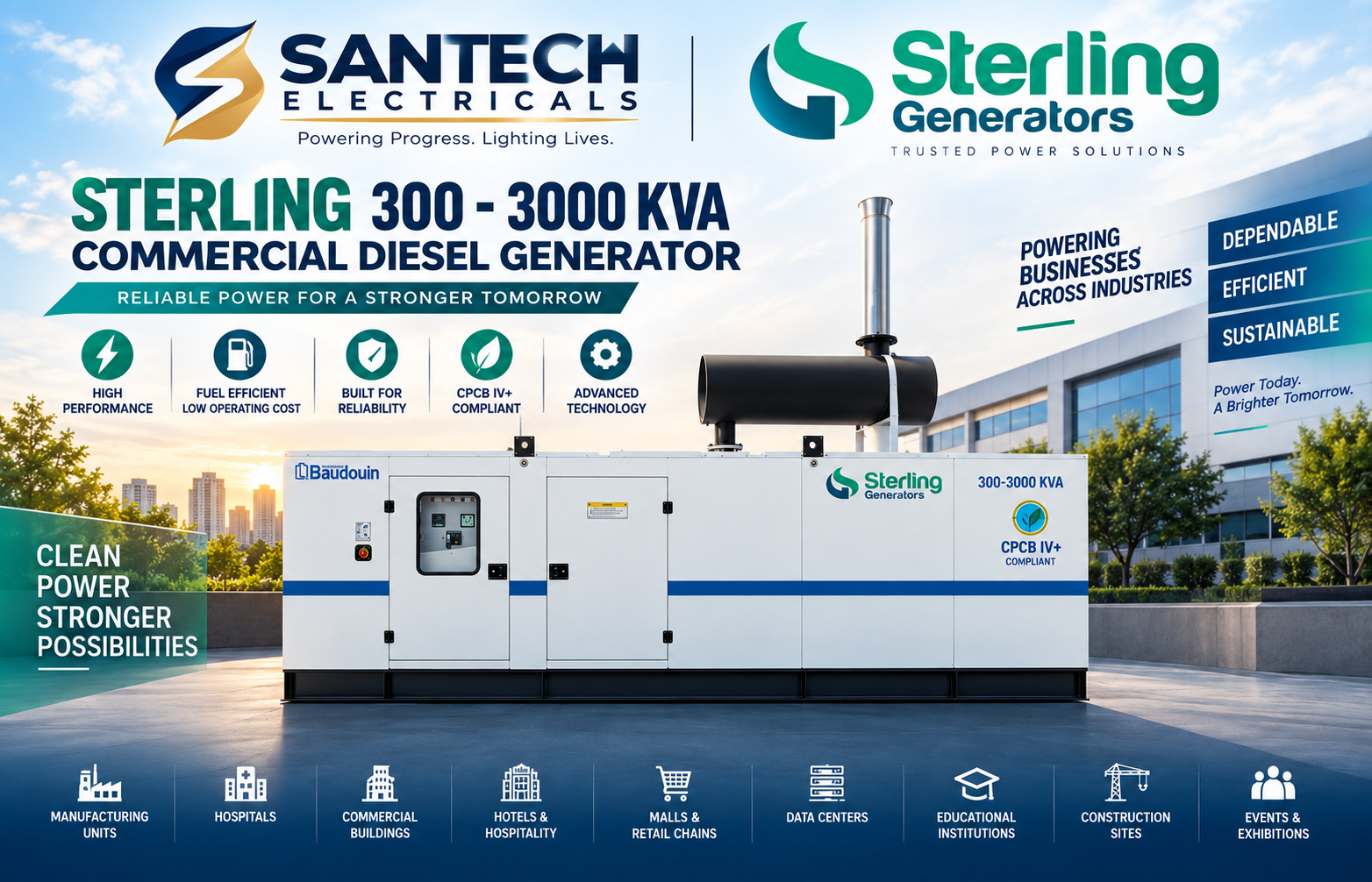 Sterling 300-3000 KVA Commercial Diesel Generator
